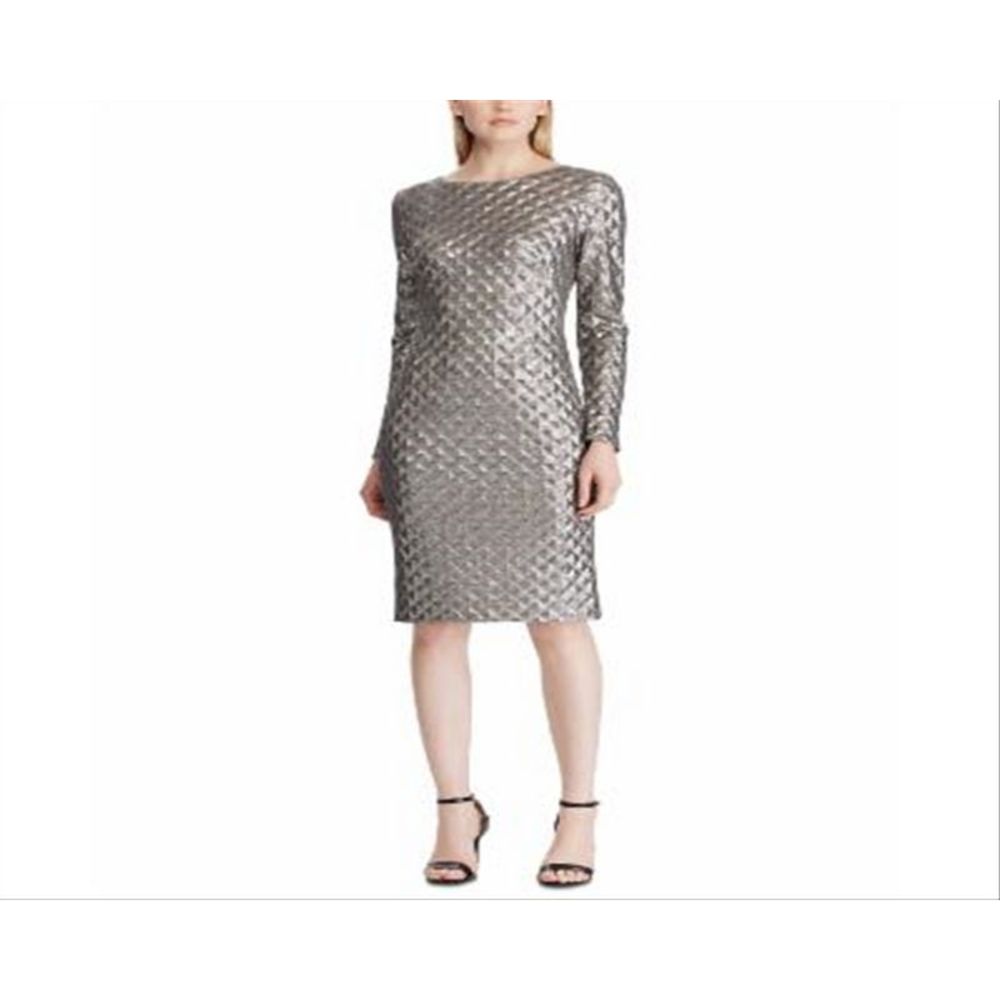 Elegant Silver Long Sleeve Dress